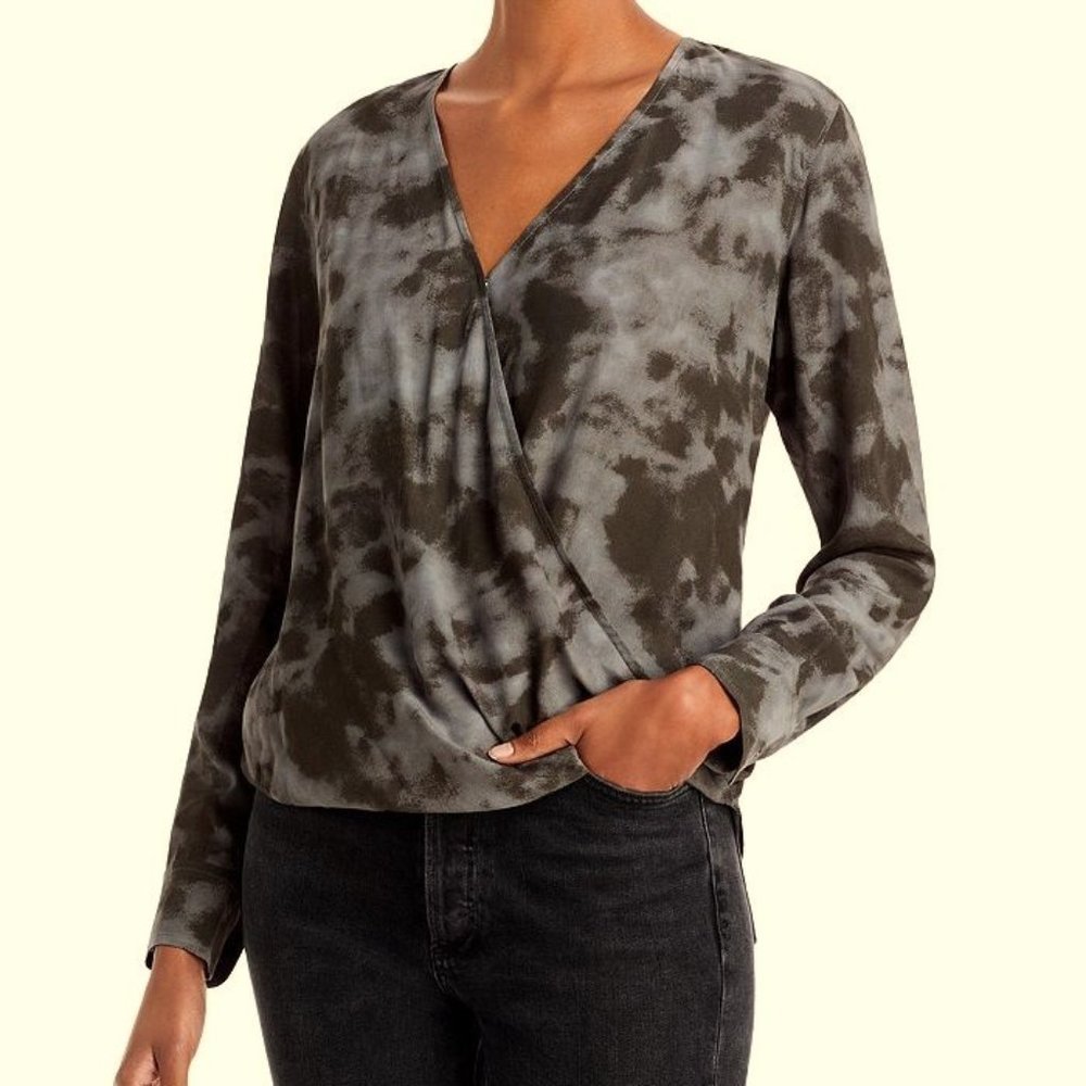 Rails Hillary Crossover Blouse Black & Gray Slate… - image 2